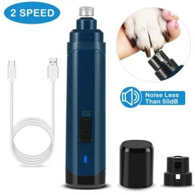 Dog Nail Grinder 2 Speeds Quiet USB Rechargeable Pet Nail Grinder Professional Pet Nail Trimmer Cordless Paws GroomingDog Nail Grinder 2 Speeds Q (Option: Dark Blue)